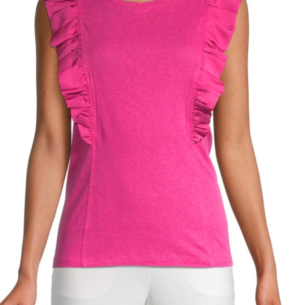 Bcbg Maxazria  SLEEVELESS RUFFLE TOP